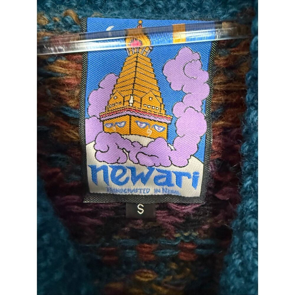 Newari 100% Wool Teal Southwestern Vest Vintage 1993 Handcrafted Chunky Boho Azt - Picture 2 of 4